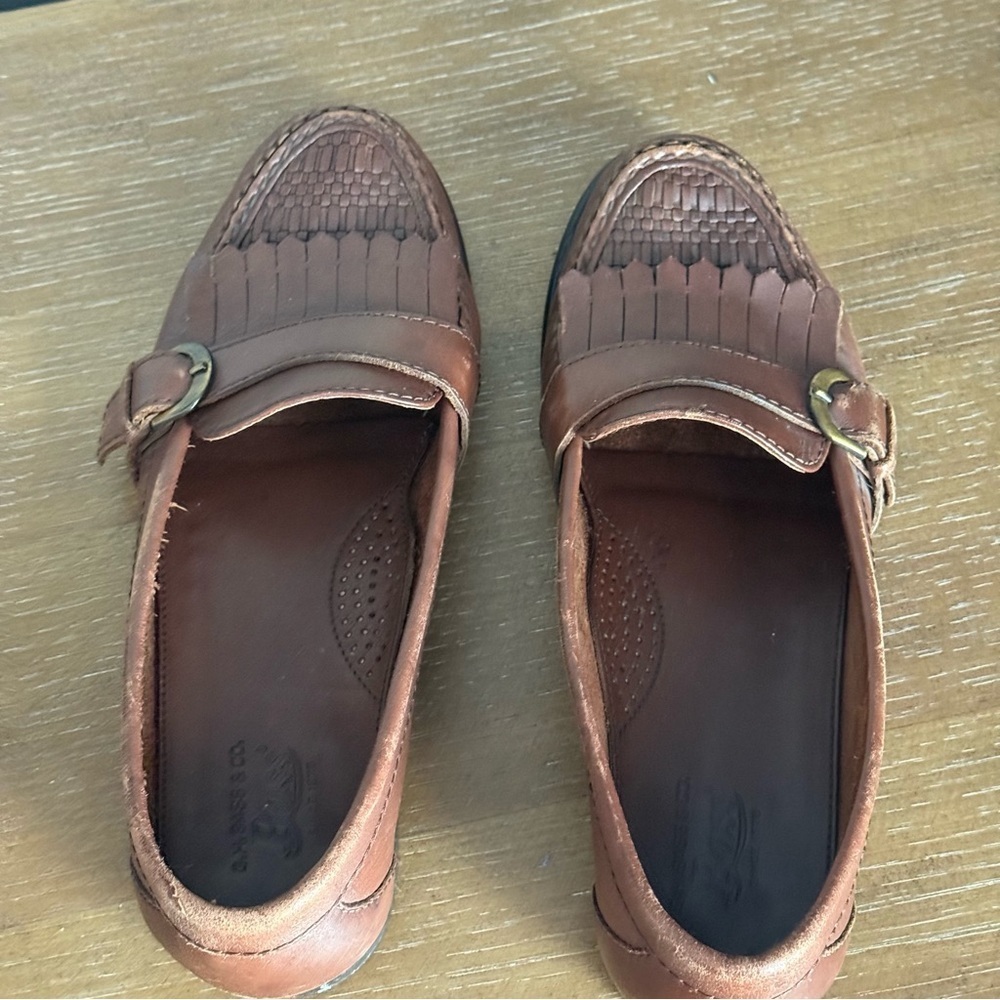 Bass Brown Leather Loafers with Fringe Detail Size 9M - Picture 6 of 12